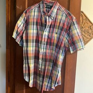 Polo by Ralph Lauren Red and Blue Casual Button Down Shirt